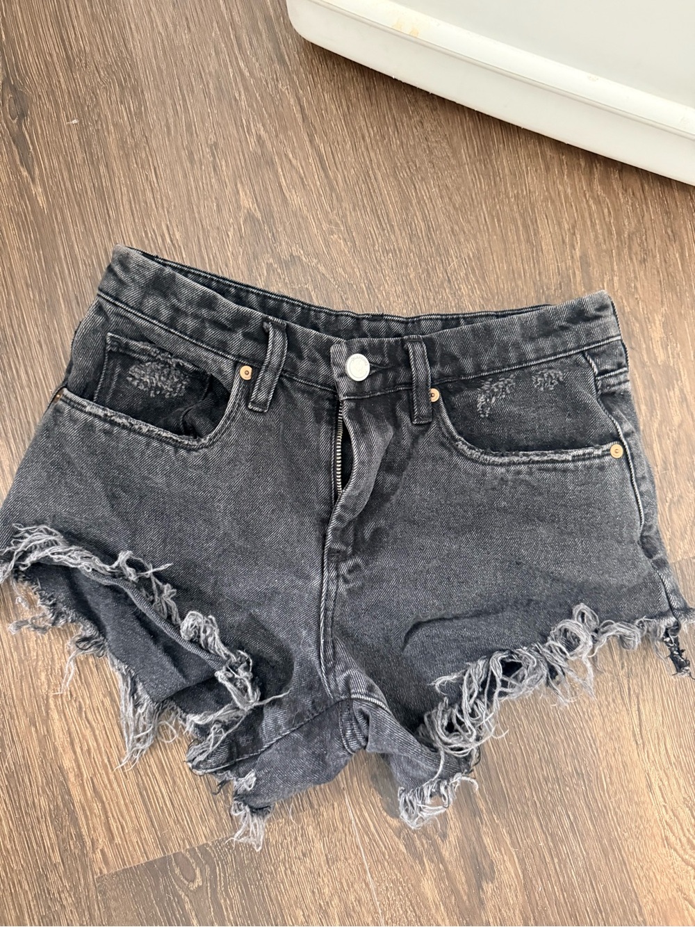Blank NYC Black Distressed High-Rise Denim Shorts
